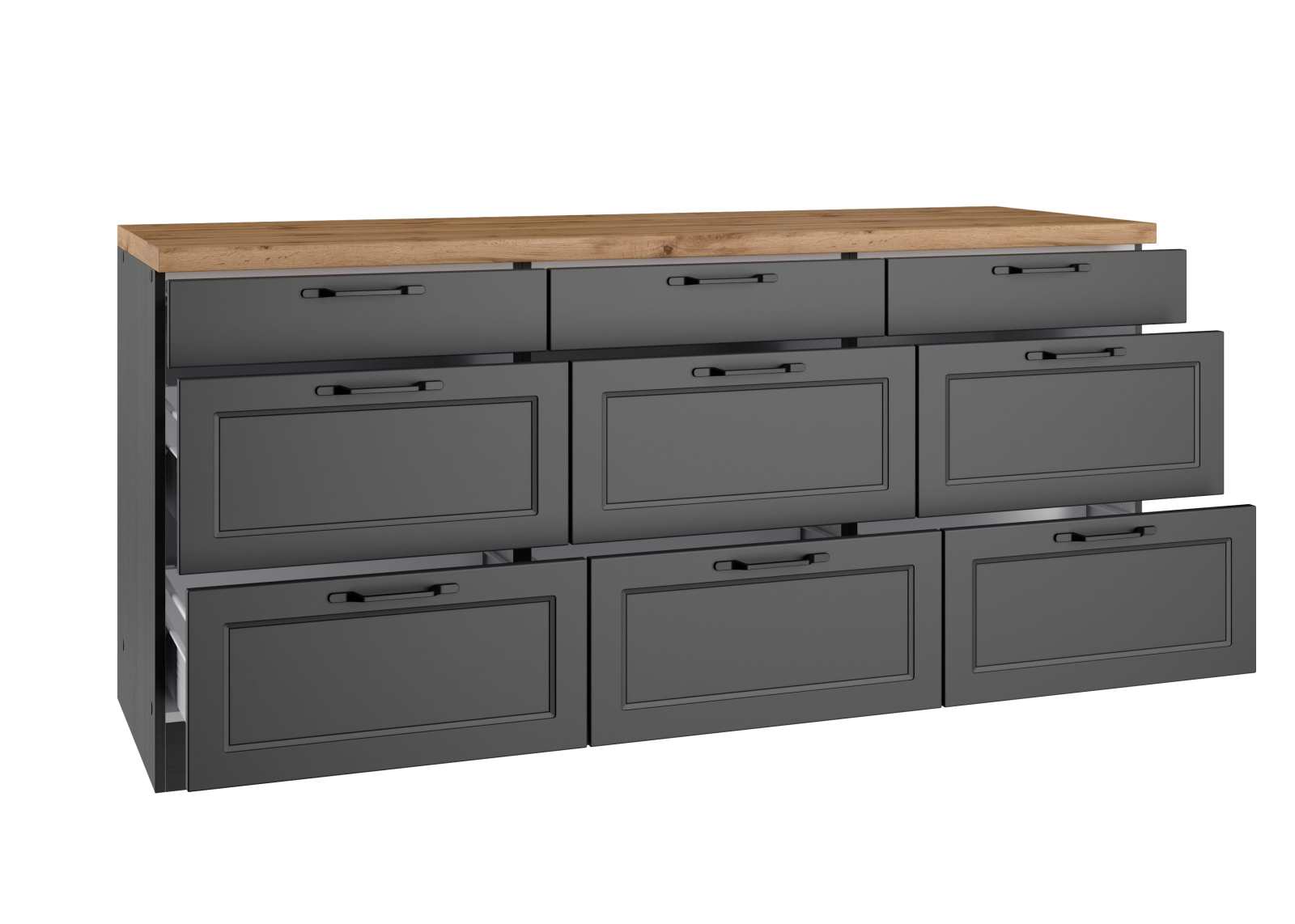 Unterschrank MERAN - grau - Wotaneiche - 180 cm