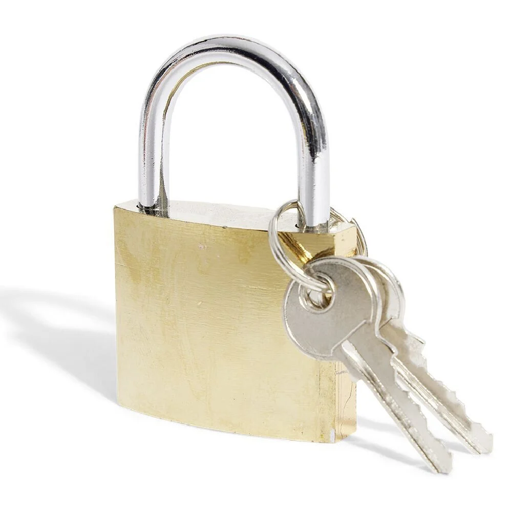Cadenas en acier massif jaune l.50 mm - 2 clés