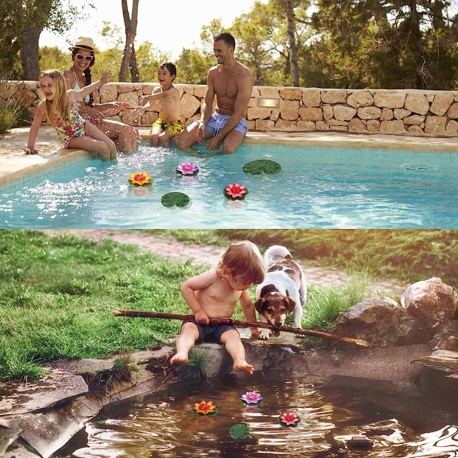 (8er Set) Schwimmende Kunst Seerosen Party Deko Garten Teich Lotus Blätter Outdoor Blumen