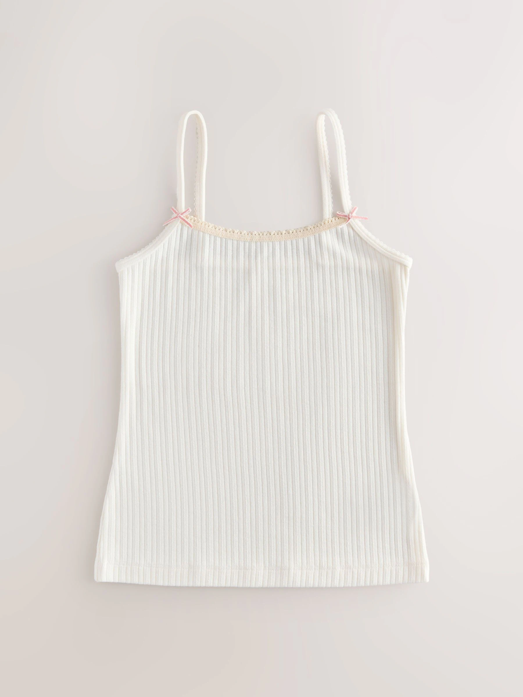 Crème - Set van 3 camihemdjes met textuur en bandjes (1,5-16jr)