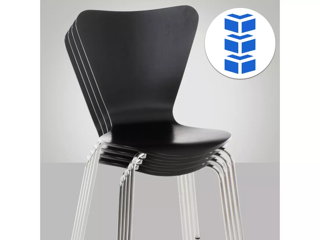 Lot de 4 Chaise de conférence - Bois & Nature - Noir - Calisto
