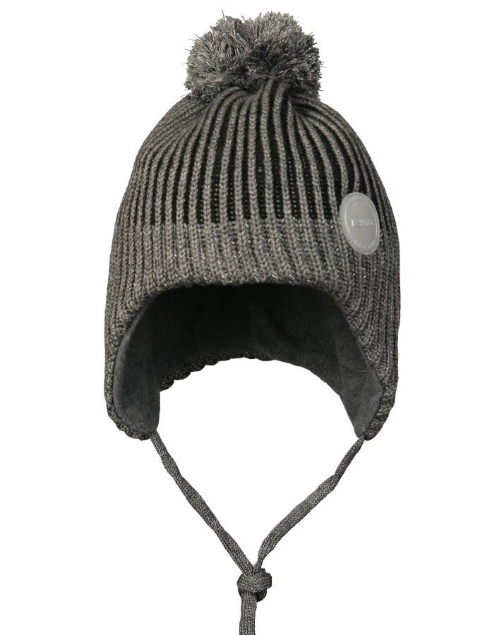 Strickmütze WEFT mit Wolle in dunkelgrau/schwarz
