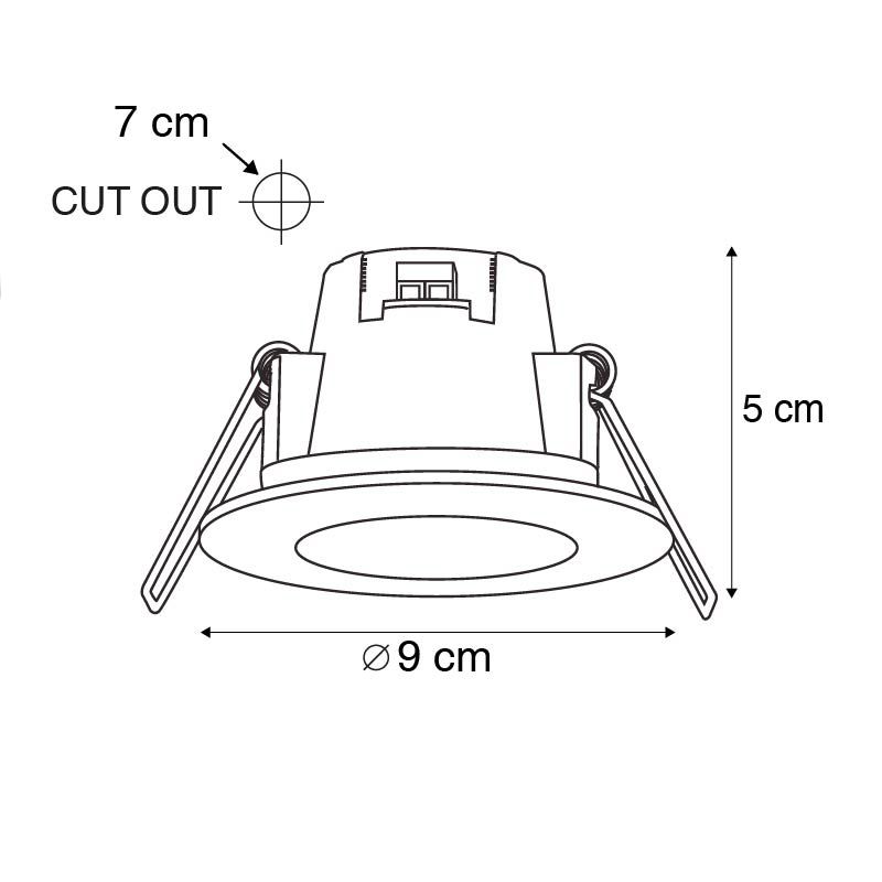 Set van 3 badkamer inbouwspots rond LED 5W wit waterdicht - Blanca