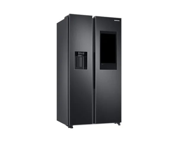 Samsung Family Hub RS6HA8891B1 - Køleskab/fryser - side-by-side med vanddispenser, isdispenser - Wi-Fi - bredde: 91.2 cm - dybde: 71.6 cm - højde: 178 cm - 614 liter - Klasse E - premium sort stål/sort