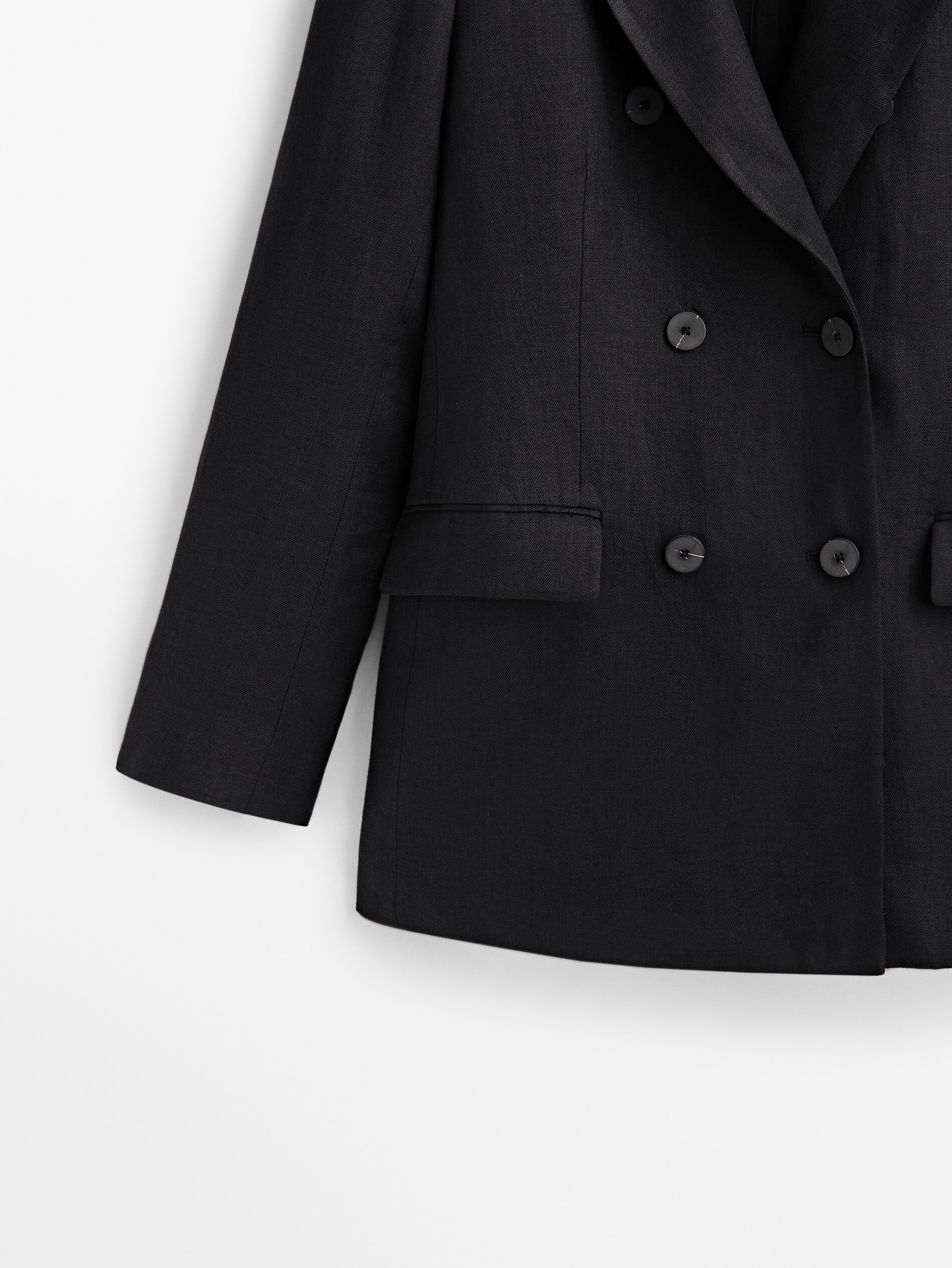 Americana traje cruzado 100% lino - NEGRO