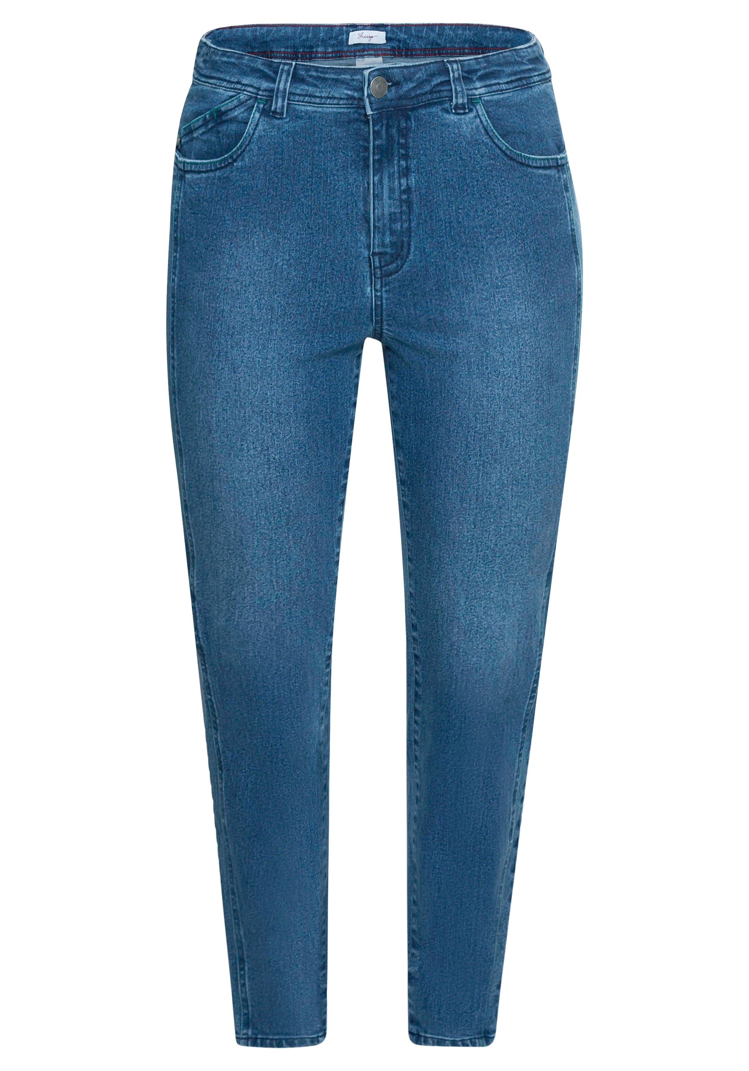 Slim Jeans mit vorverlegter Teilungsnaht