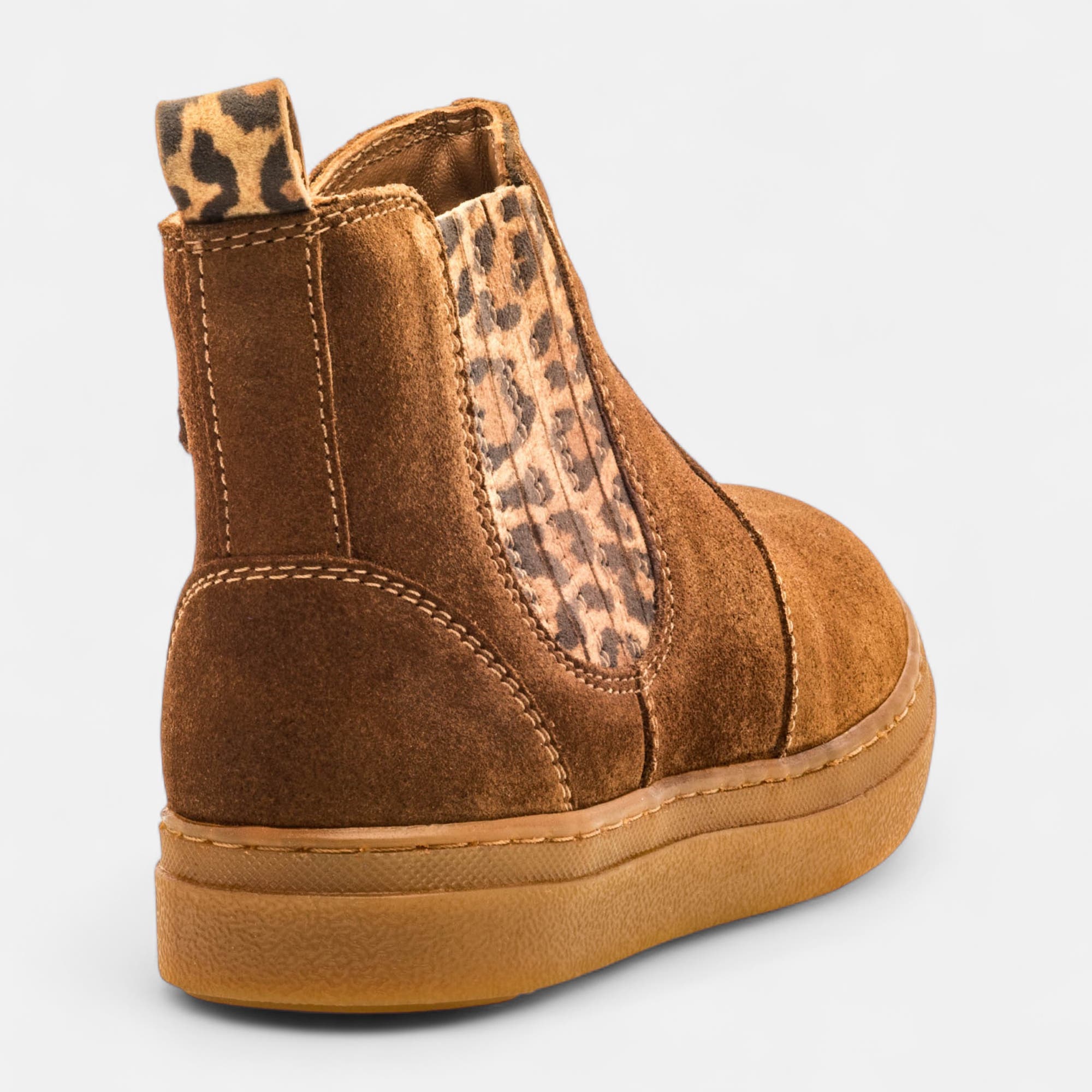 Bottines Fille en cuir cognac