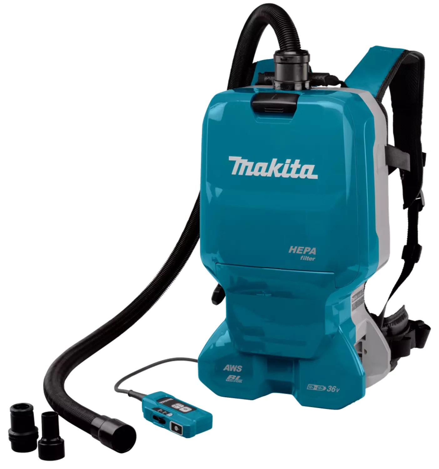 Makita DVC665ZU 2x18V Li-Ion rugstofzuiger body incl. accessoires - 1800L/min - 110mbar - koolborstelloos