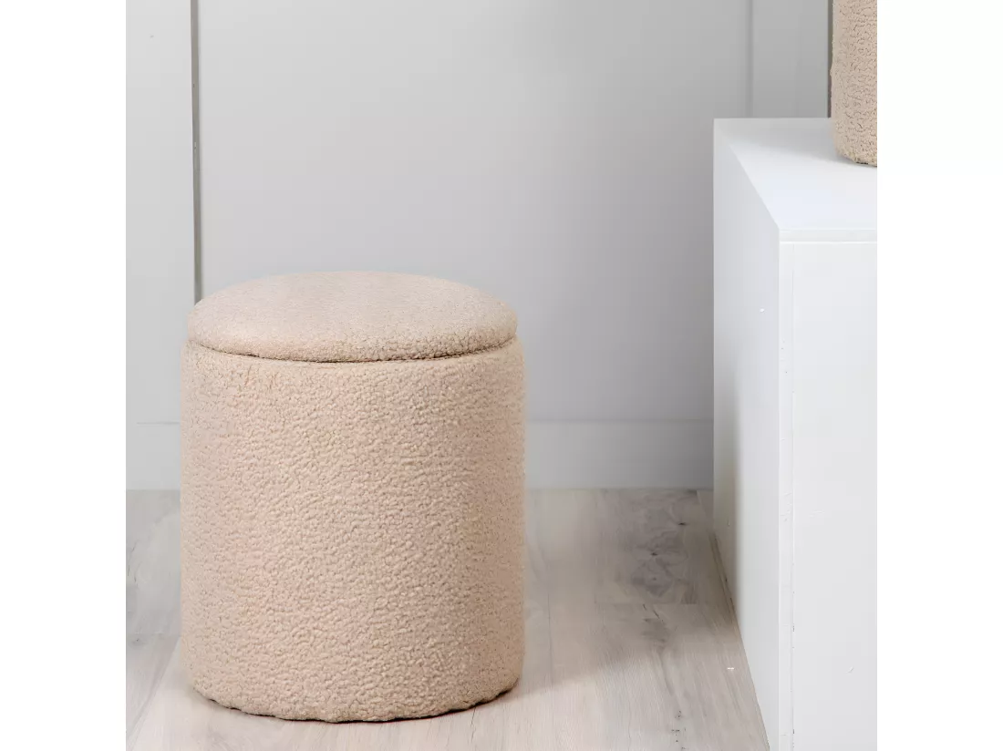 Pouf Coffre Tissu Bouclette 
