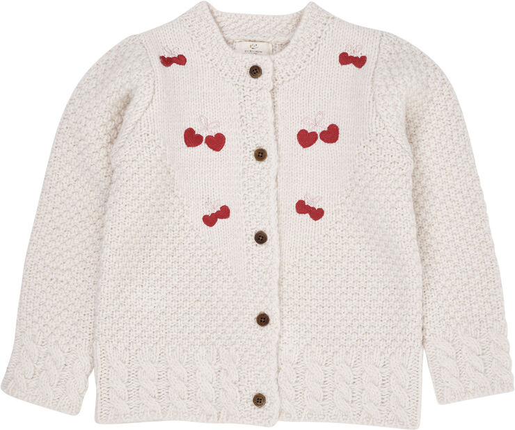 Copenhagen Colors LAMBWOOL CARDIGAN W. BOW EMB Cream