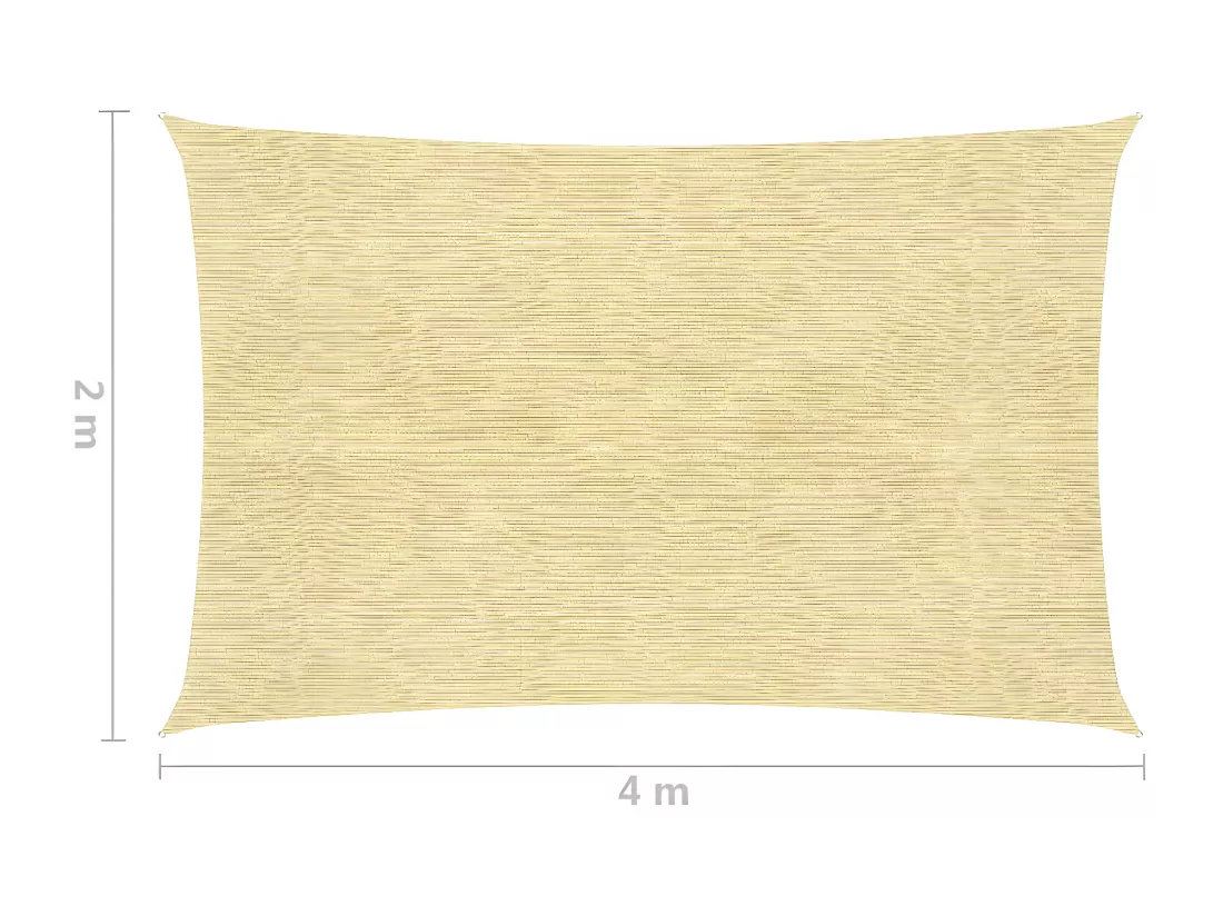 Voile d'ombrage en PEHD rectangulaire 2x4 m Beige