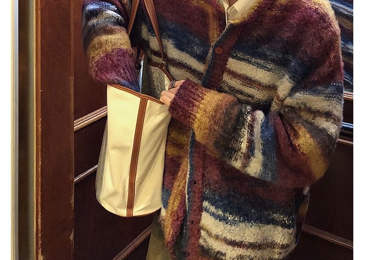 Phoneus - Cardigan met ronde hals en kleurverloop en knopen