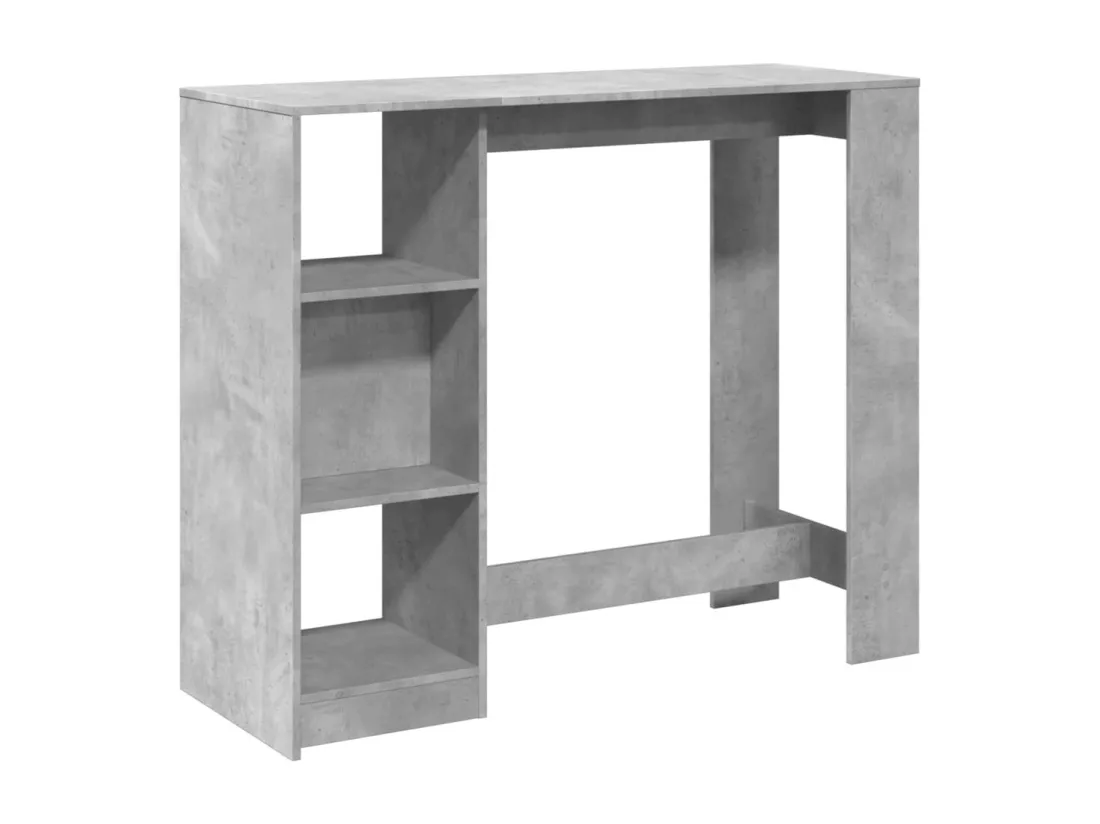 Table de bar avec étagère gris béton bois d'ingénierie