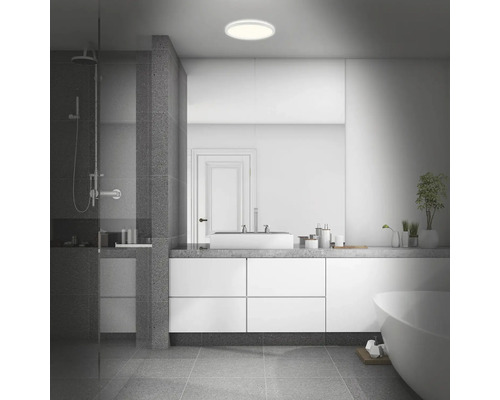LED plafondlamp IP44 19W 2400 lm 4000 K HxØ 3,5x29 cm Slank wit + Backlight Effect