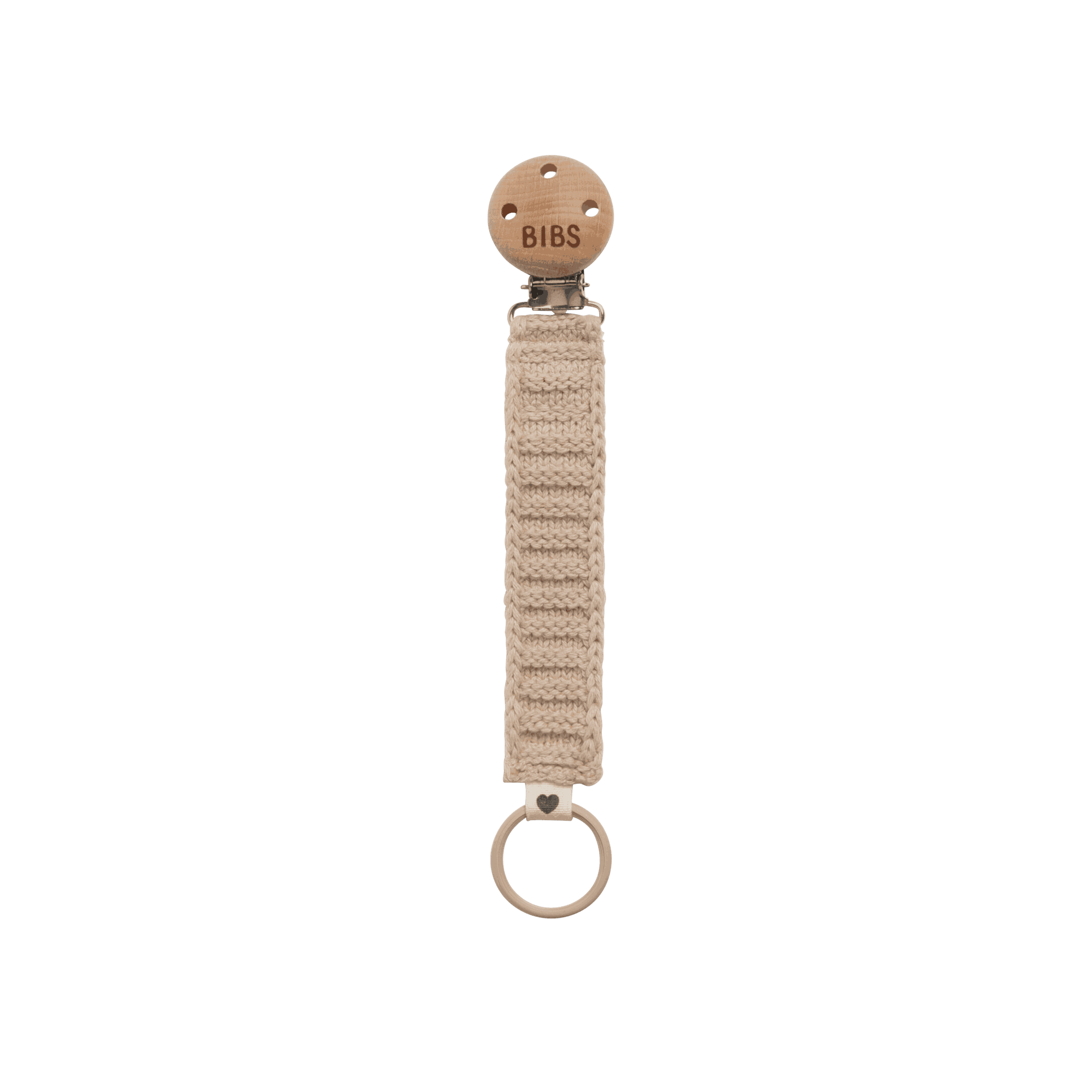 Bibs Pacifier Clip Knitted Vanilla - Rumpetroll