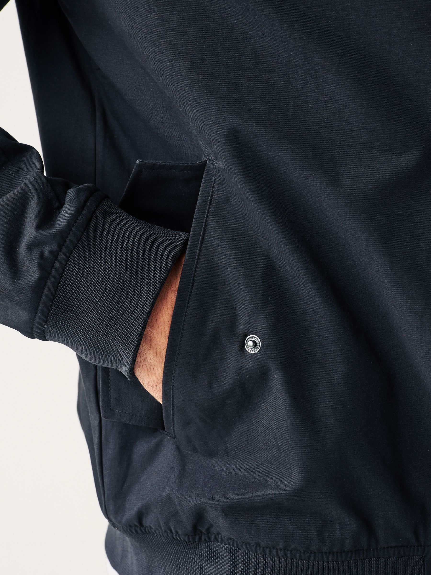 Donkerblauw - Regenbestendig Harrington jack met geruite voering