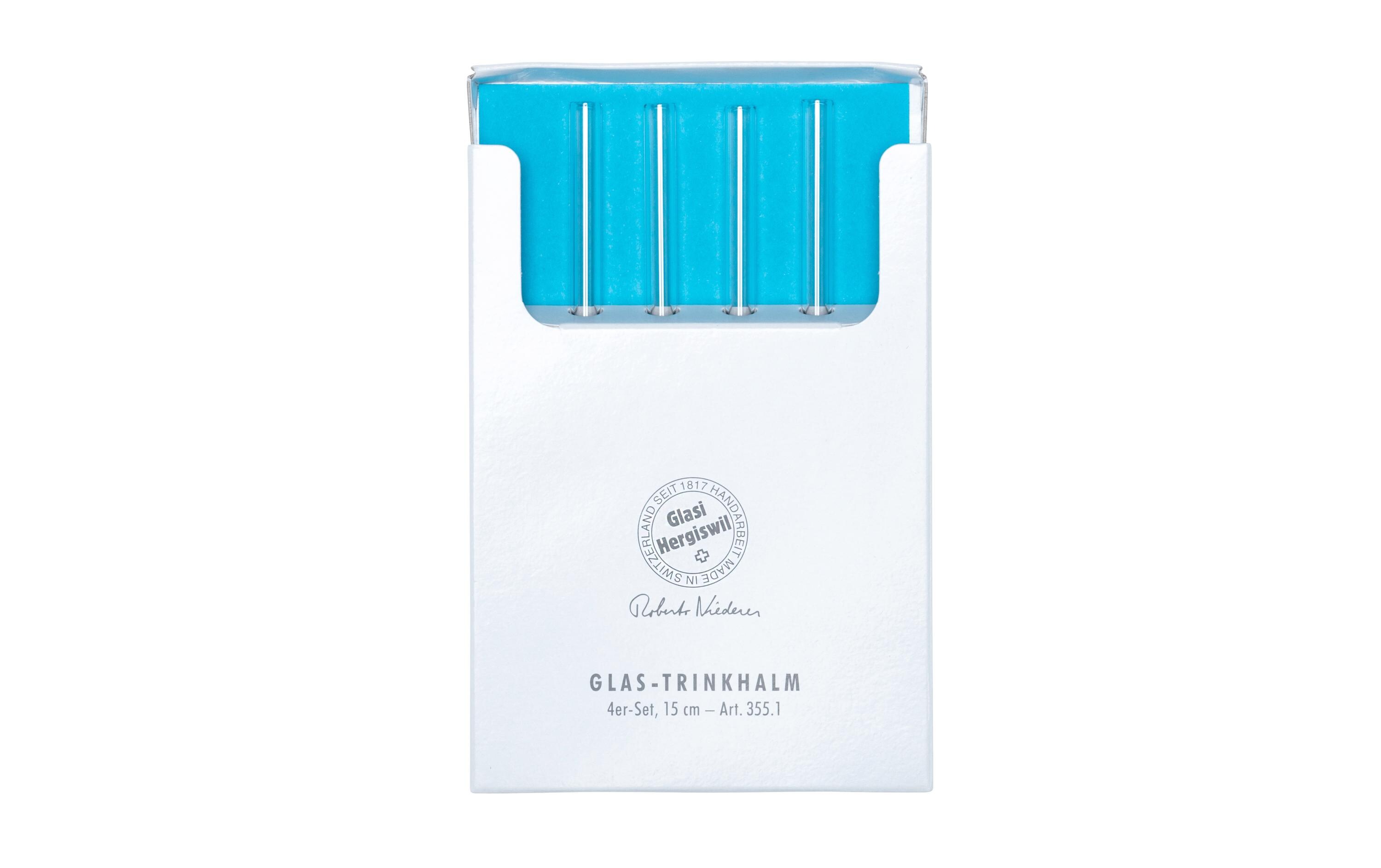 Strohhalm 15 cm 4 Stück, TransparentTrinkhalme aus Glas
