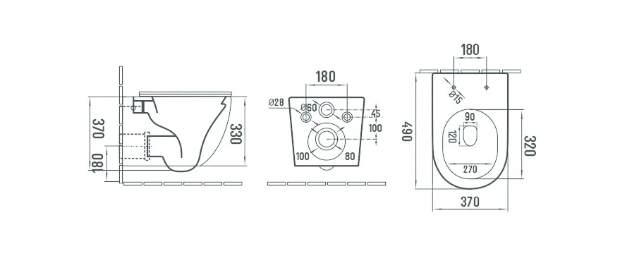 Lambini Design Kala hangend randloos toilet met softclose zitting zwart mat