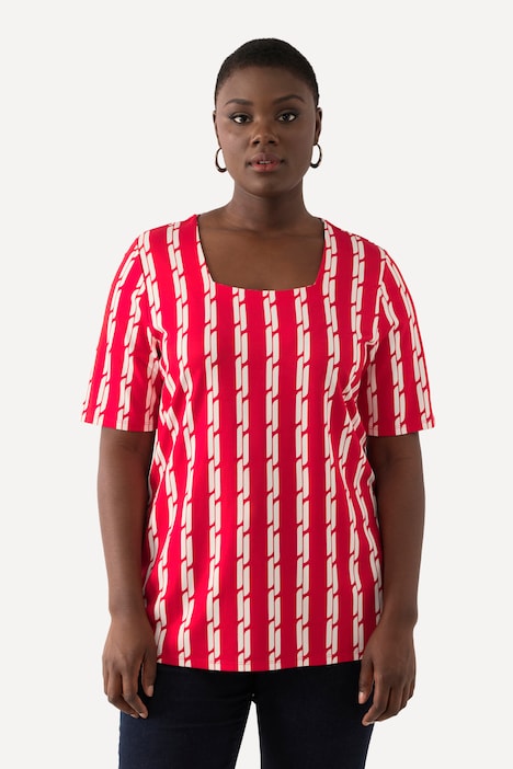 T-Shirt, grafischer Druck, Carree-Ausschnitt, Halbarm