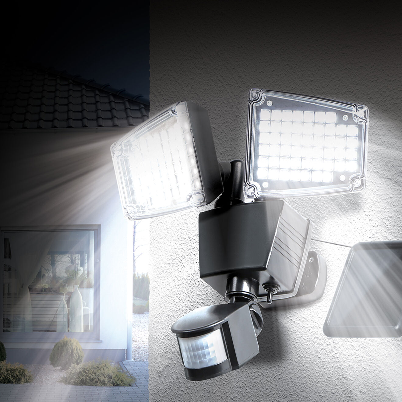 Pratik Garden Projecteur LED 2 têtes solaires noir - 12W