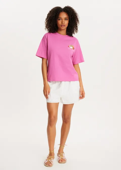 T-shirt met print coconut roze (ROS)
