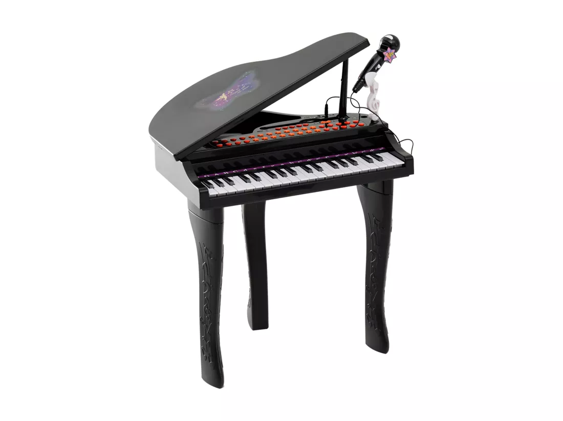 Piano à queue électronique 37 touches multifonctions avec micro haut parleur noir