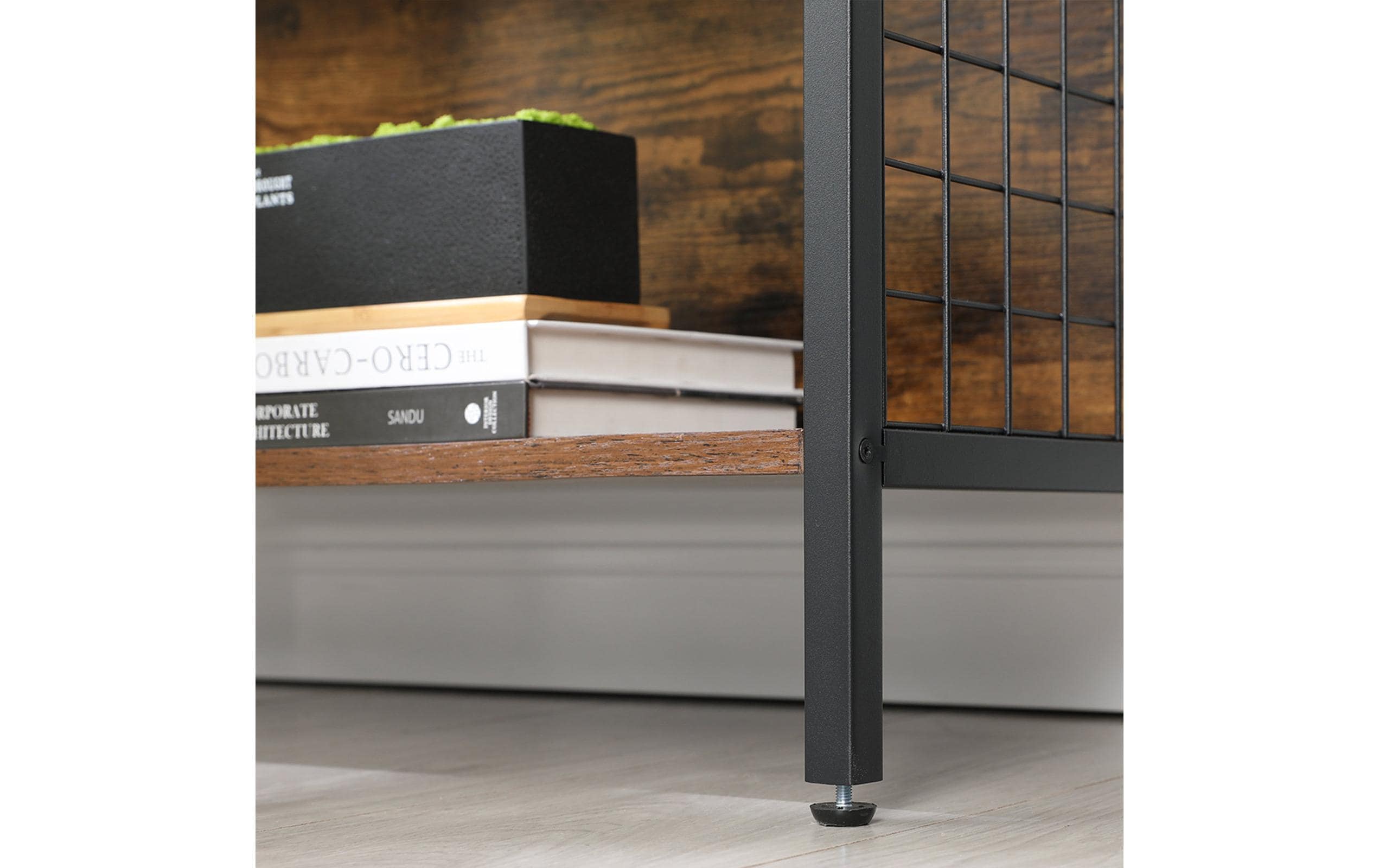 Regal 74 x 30 x 154.5 cm, Vintagebraun / Schwarz<br>Standregal im Industrie-Design mit vier Ablagen