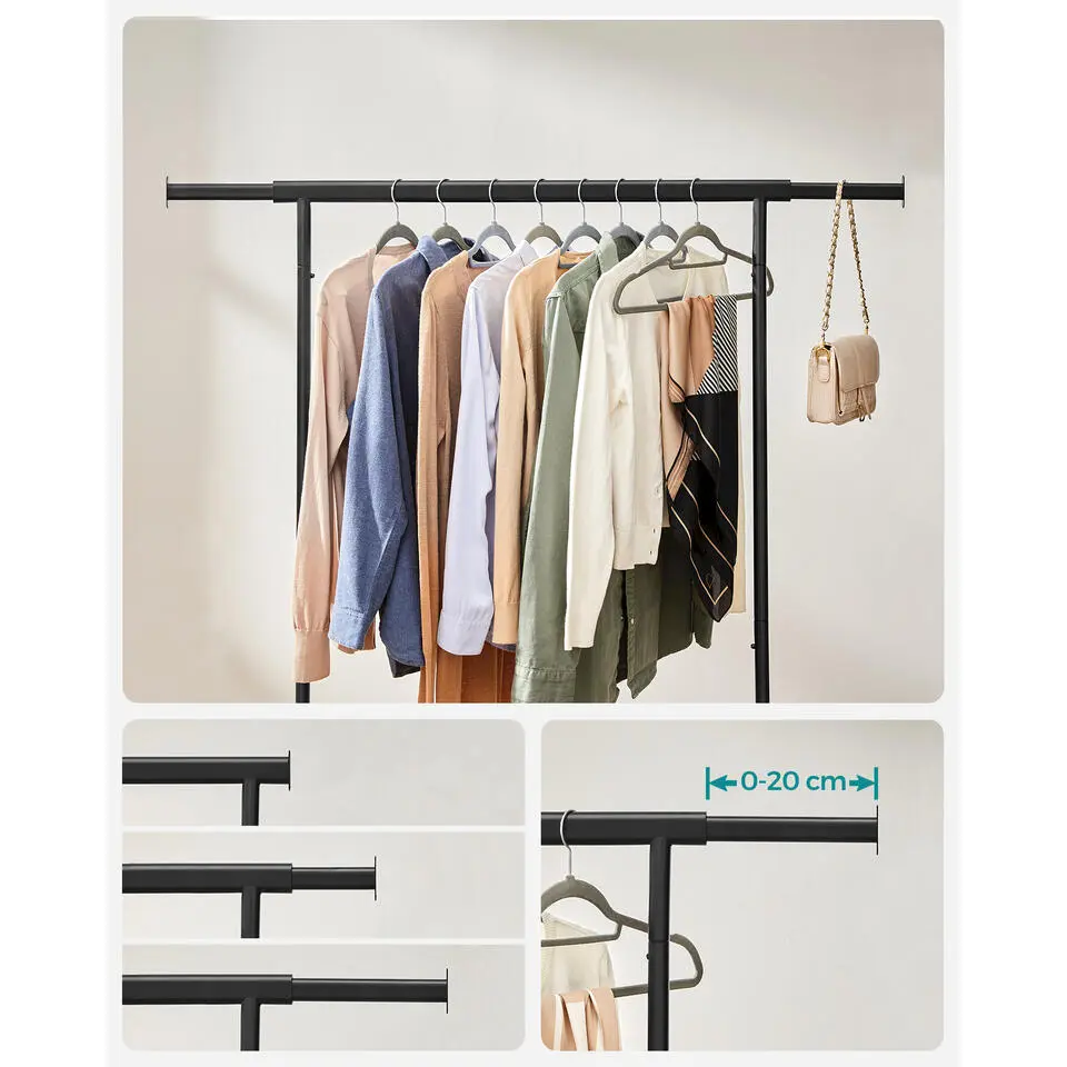 Songmics Kledingrek Astrid - 132 x 45,5 x 160 cm - Zwart