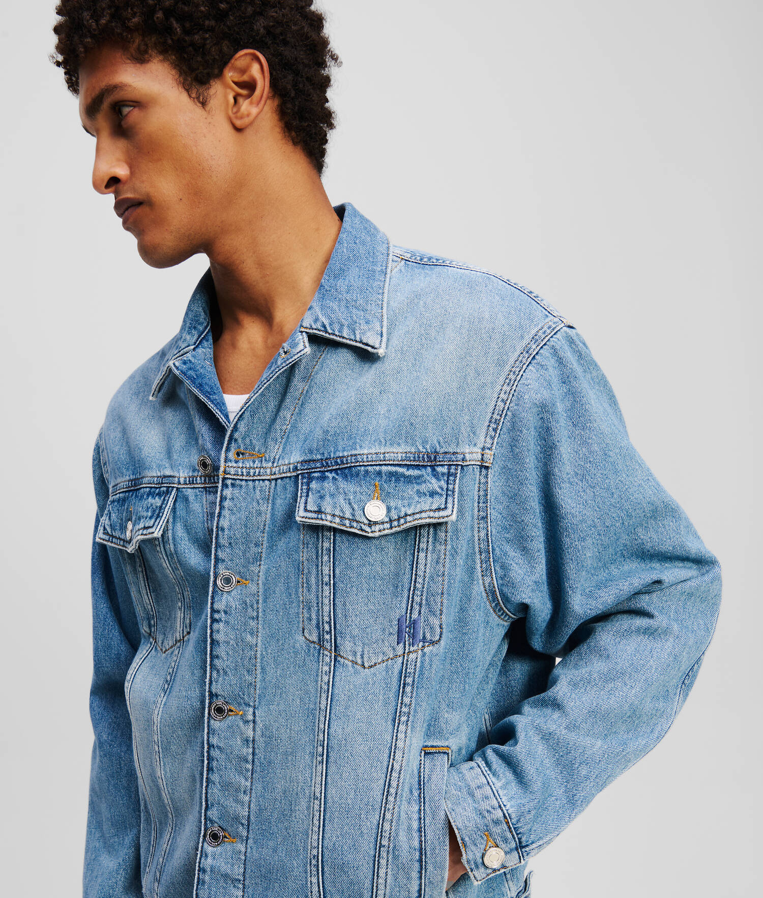 VESTE EN JEAN KL MONOGRAM - Bleu moyen Denim Wash
