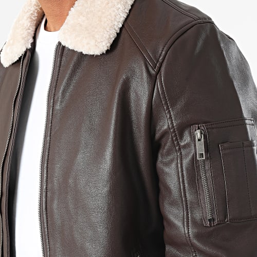 Veste Bomber Col Mouton Marron