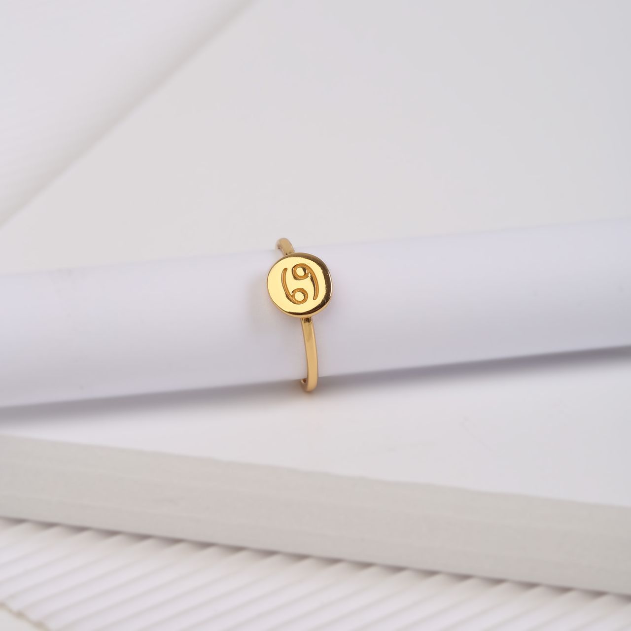 Zilveren ring disc gold sterrenbeeld