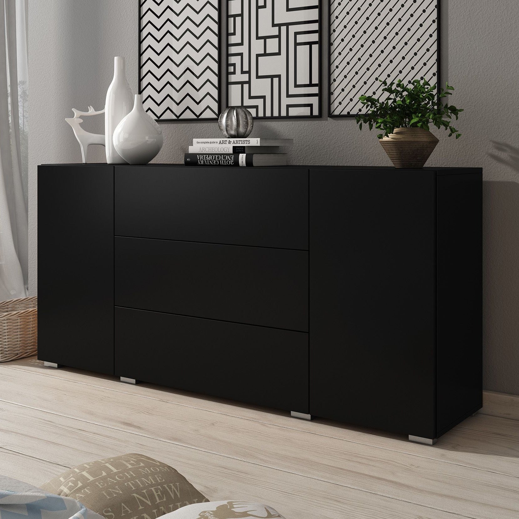 Bonzo - Dressoir - Zwart - 150x39x68 cm