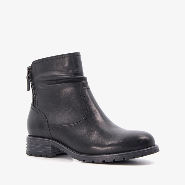 Hush Puppies leren dames enkellaarsjes zwart