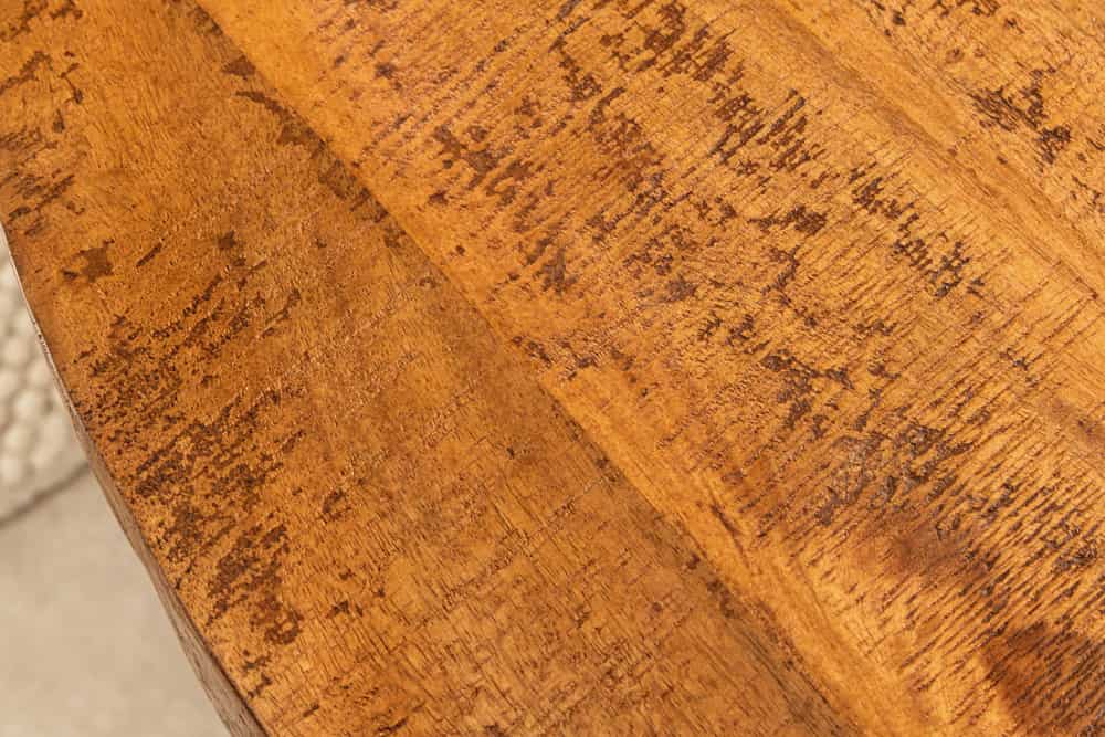 Runder Esstisch THOR 140cm natur massives Mangoholz schwarzes Metallgestell