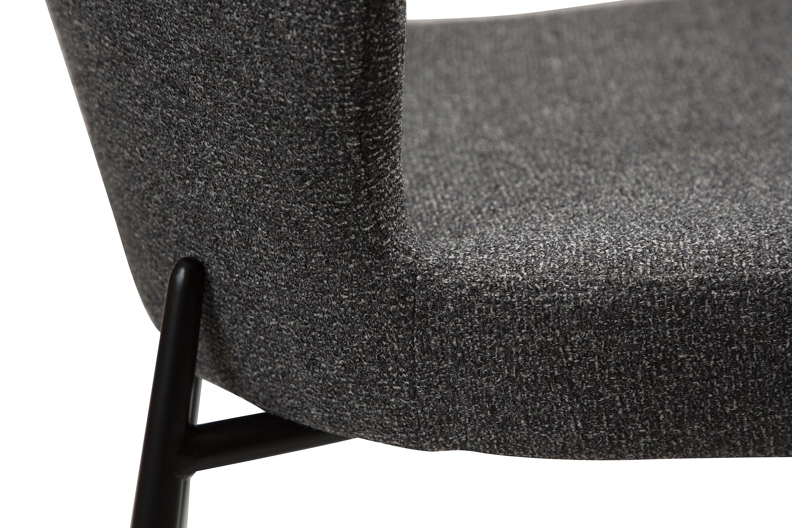 Glam barstol Tekstil Bouclé Pebble Grå med sorte ben