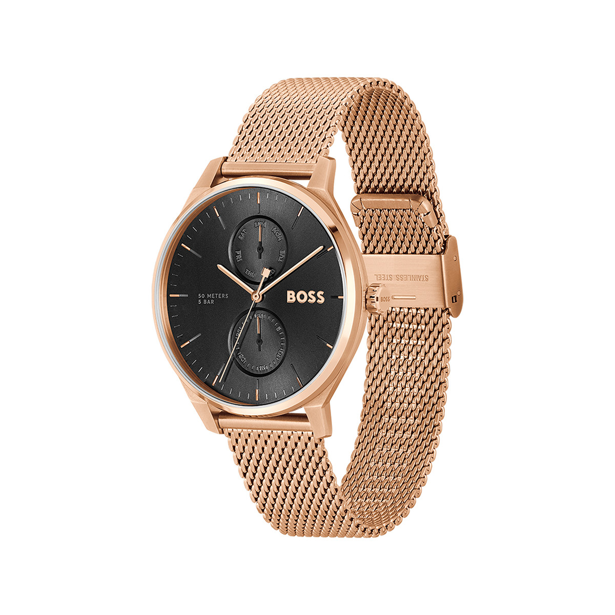 Montre BOSS business homme bracelet acier doré rose