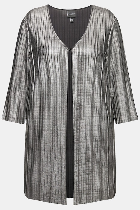 Plissee-Jacke, V-Ausschnitt, Hakenverschluss, 3/4-Arm