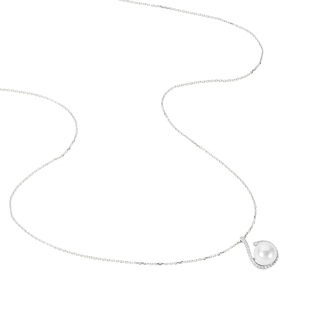 Collier Lucinda Or Blanc Perle De Culture Et Oxyde De Zirconium