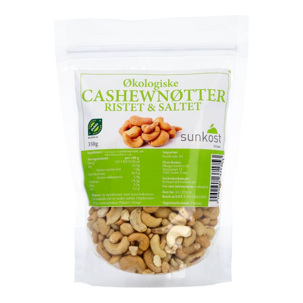 Sunkost Cashewnøtter Ristet & Saltet