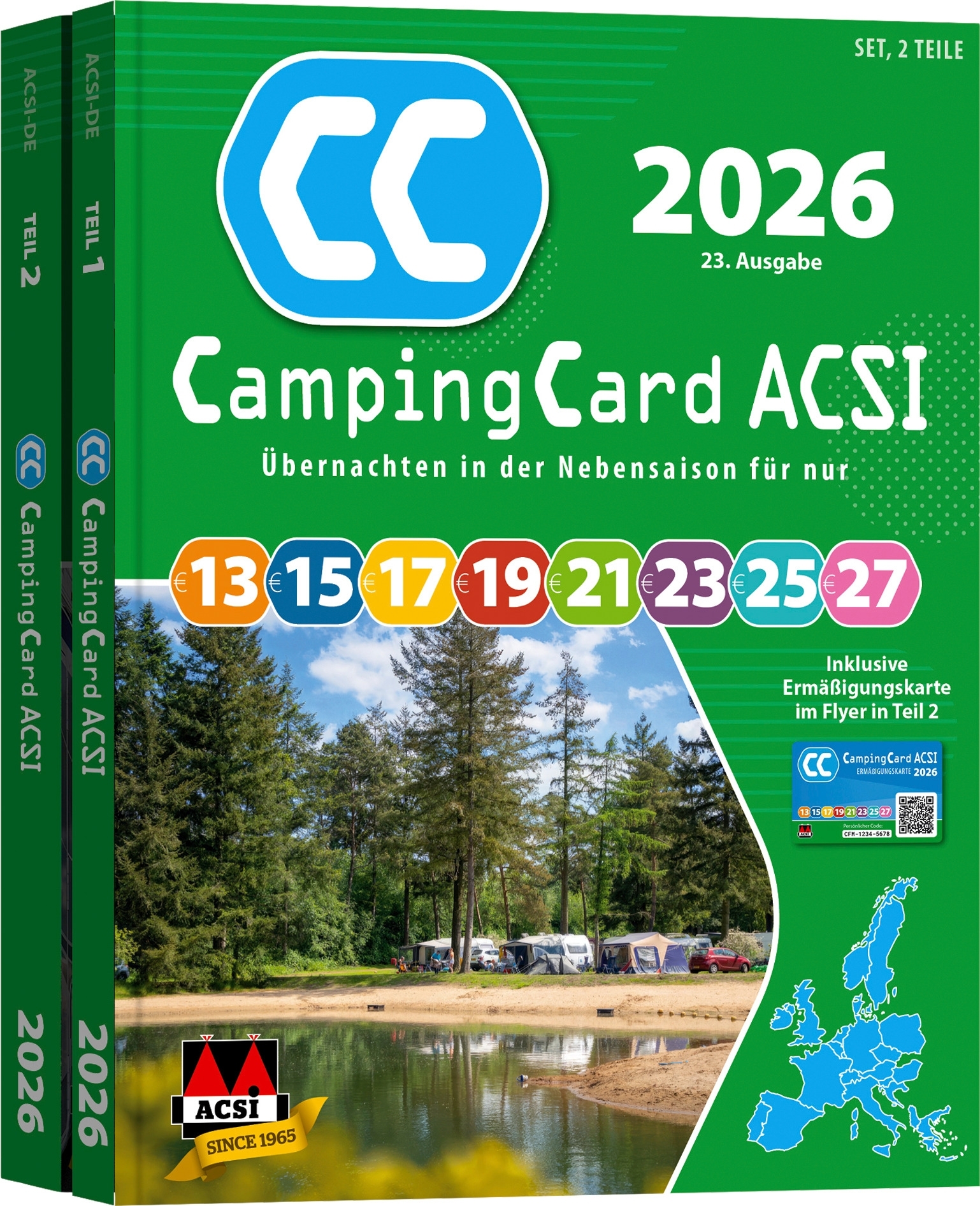 ACSI Campingführer 2026 mit CampingCard Ermäßigungskarte