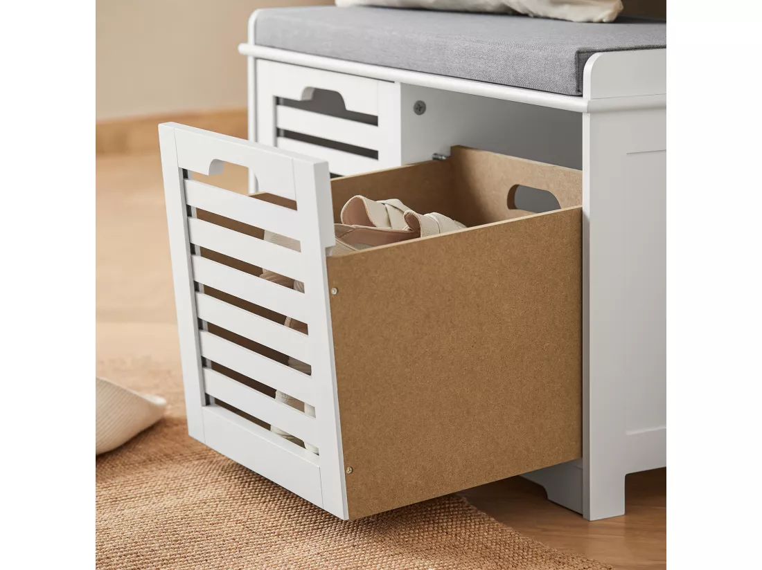 Banc de Rangement avec coussin rembourré et 2 cubes, FSR23-K-W