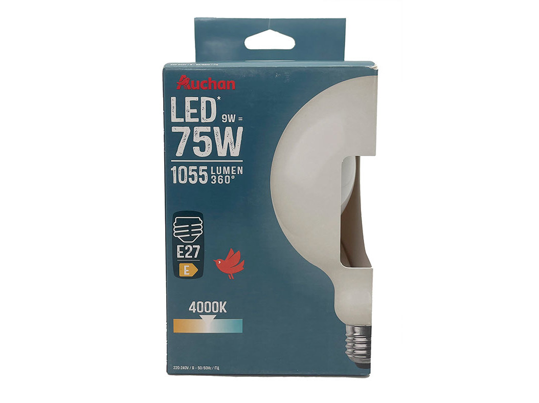 LÂMPADA LED AUCHAN E27 75W G95 LUZ BRANCA