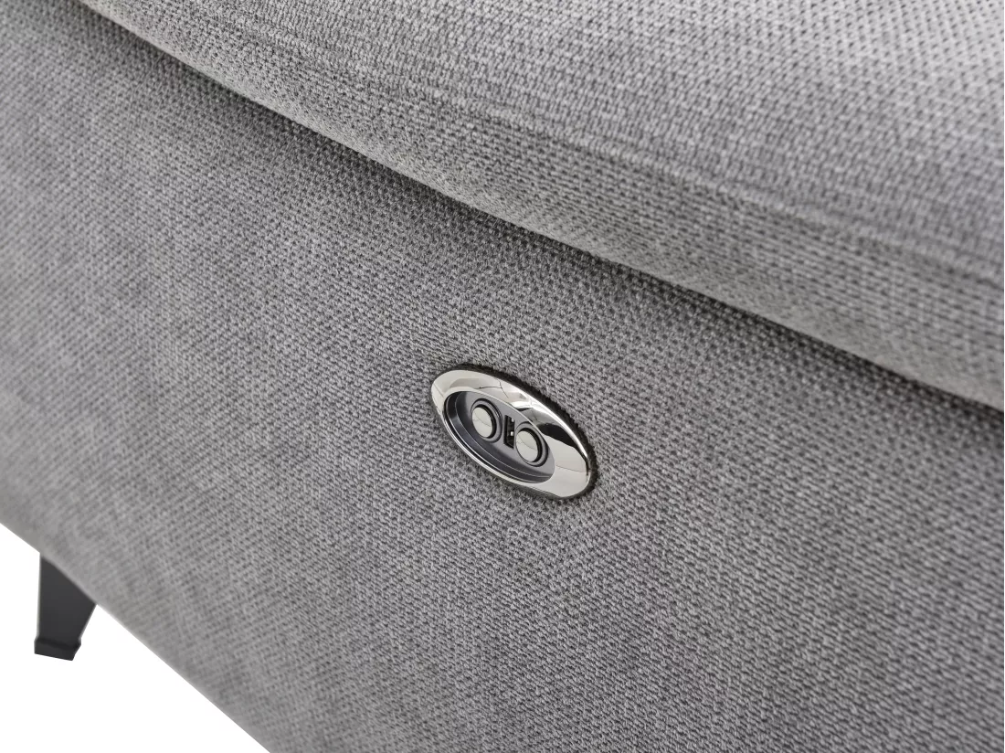 Canapé d'angle droit relax électrique en tissu texturé gris CELTIMO