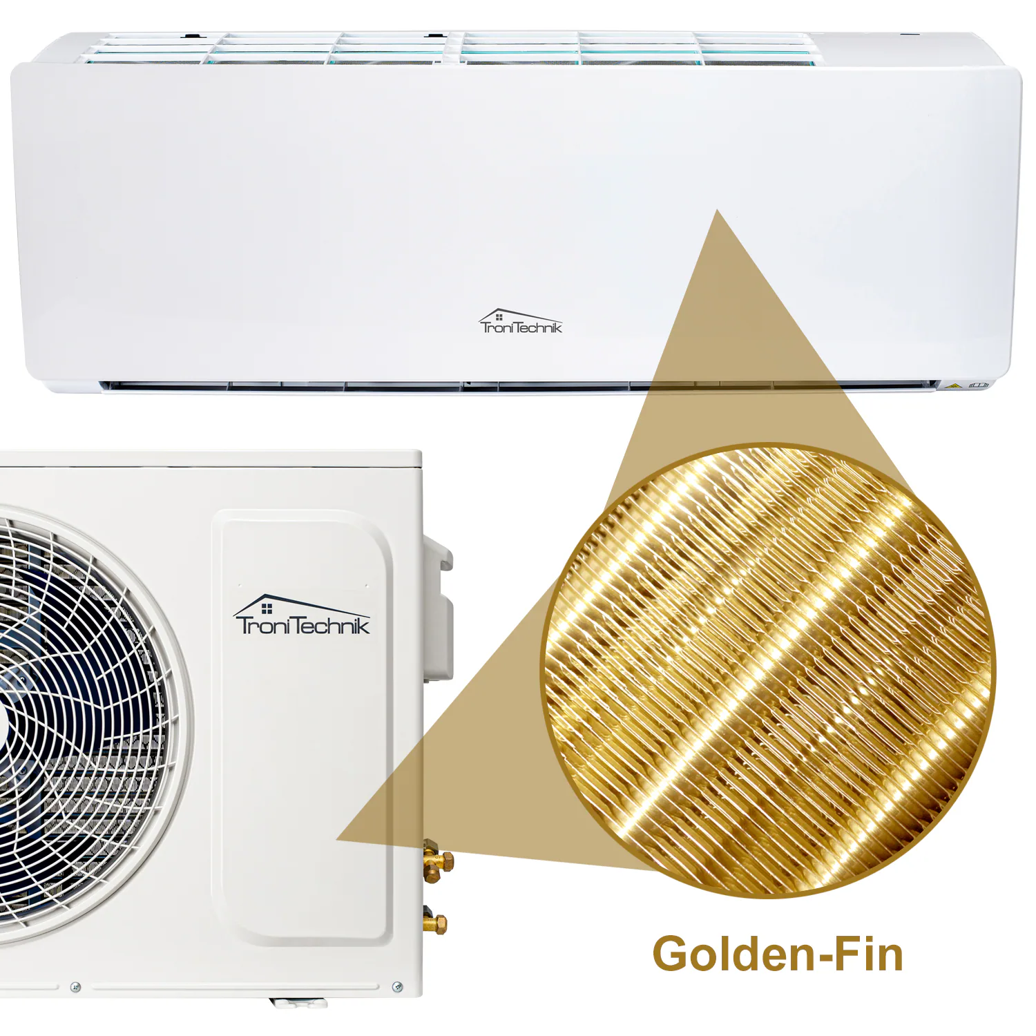 TroniTechnik® Split Klimaanlage REYKIR 12000 BTU Inverter Klimagerät, SMART, UVC Luftreinigung, 5m Leitung, Wandhalterung