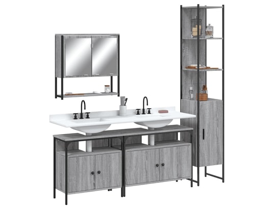 VIDAXL - Ensemble de meubles de salle de bain 4 pcs sonoma gris