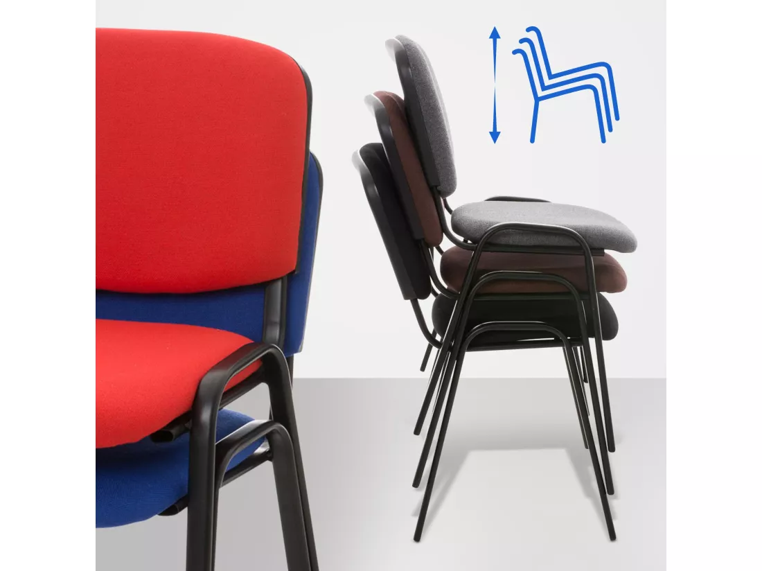 Chaise de conférence - Tissu & Métal noir mat - Marron - Ken