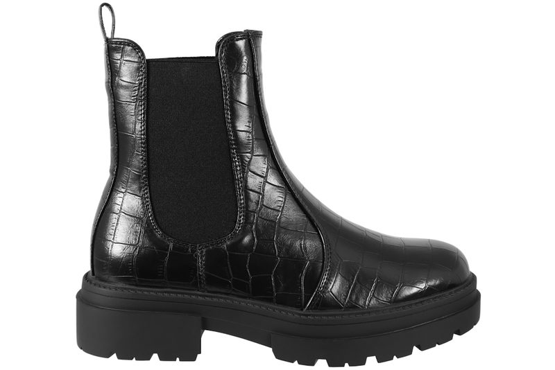 5.TH AVENUE STØVLE I SORT PU MED KROKO-LOOK
