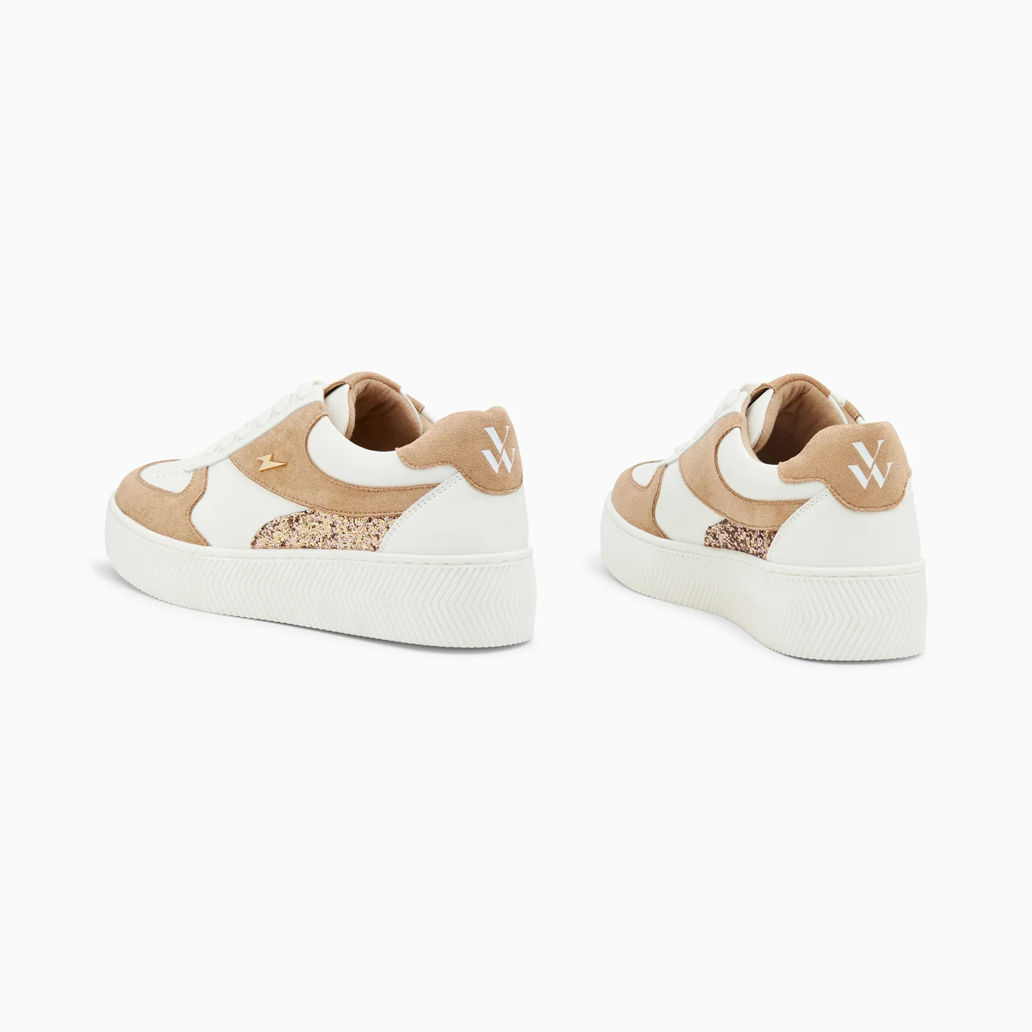 Sneakers-Baskets Nassita beige et rose gold à lacets
