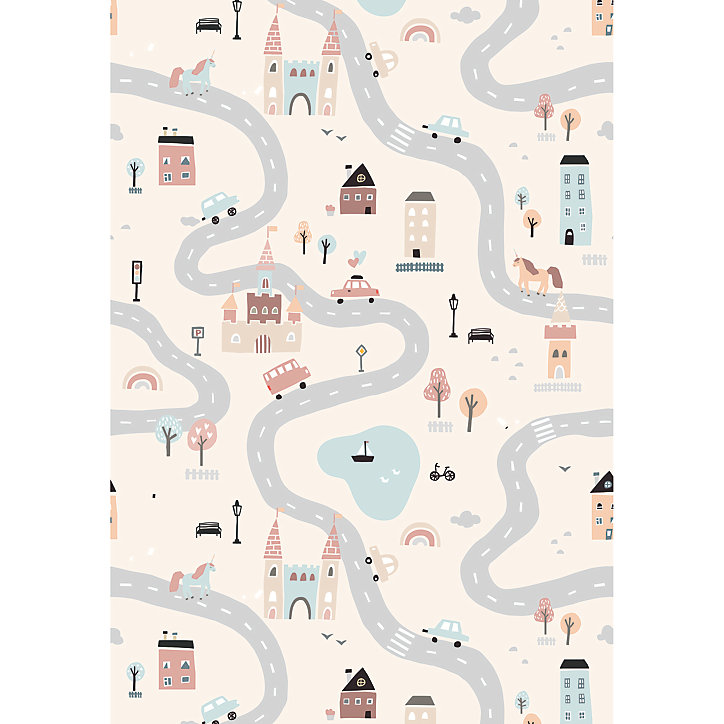 Tapis vinyle motif ville pour enfants L.95 x l.66 cm x ep. 2 mm