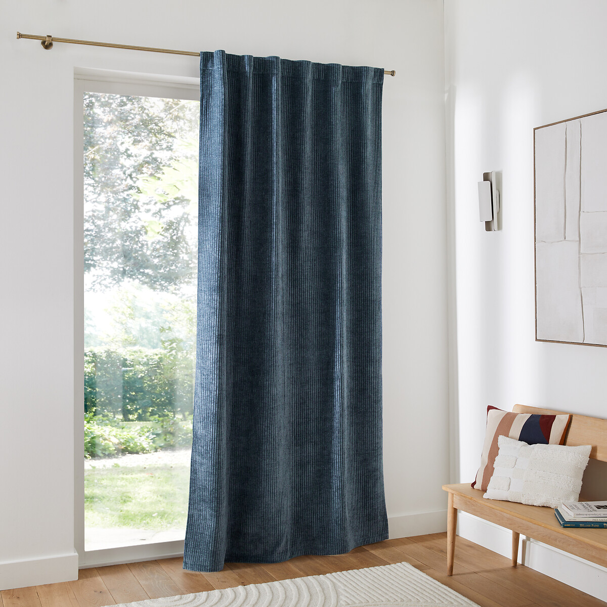 LA REDOUTE INTERIEURS<br>Cortina de veludo cotelê Carly com laços ocultos
